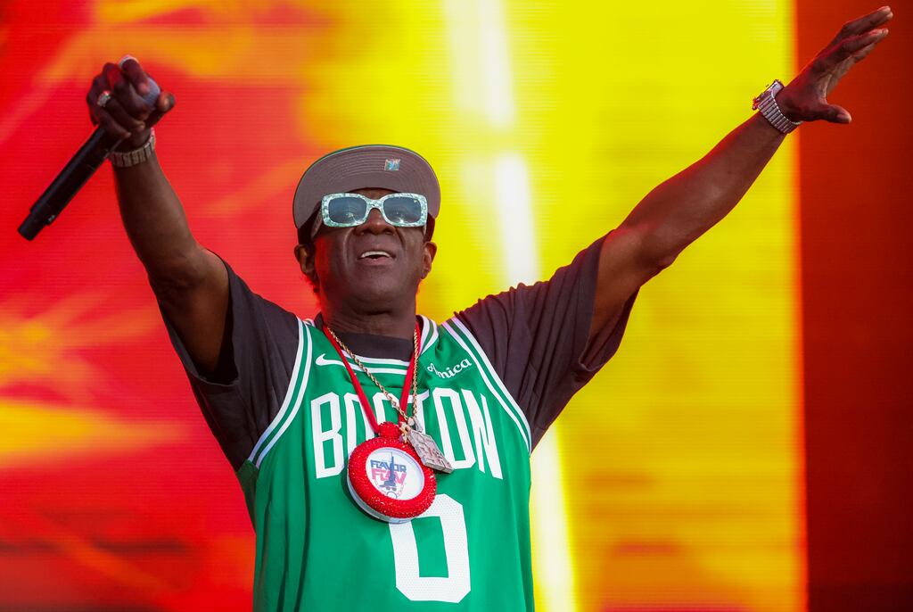 Flavor Flav with Public Enemy performed at Boston Calling on Sunday.