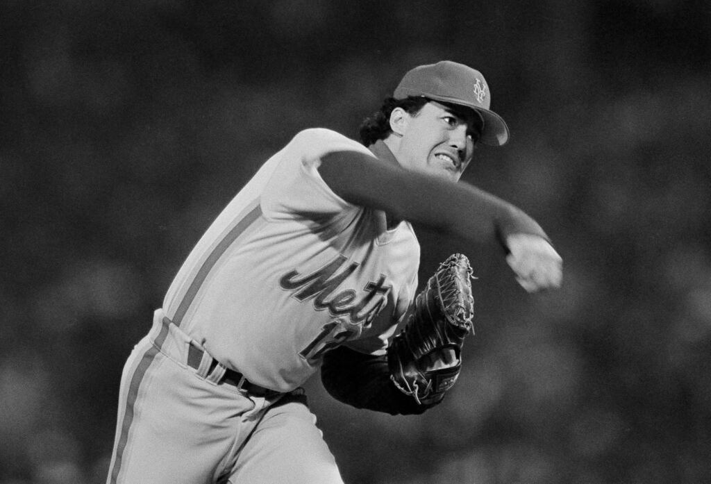 Ron Darling pitches against the Boston Red Sox in the first inning of Game 4 of the World Series at Fenway Park on Oct, 22, 1986. 