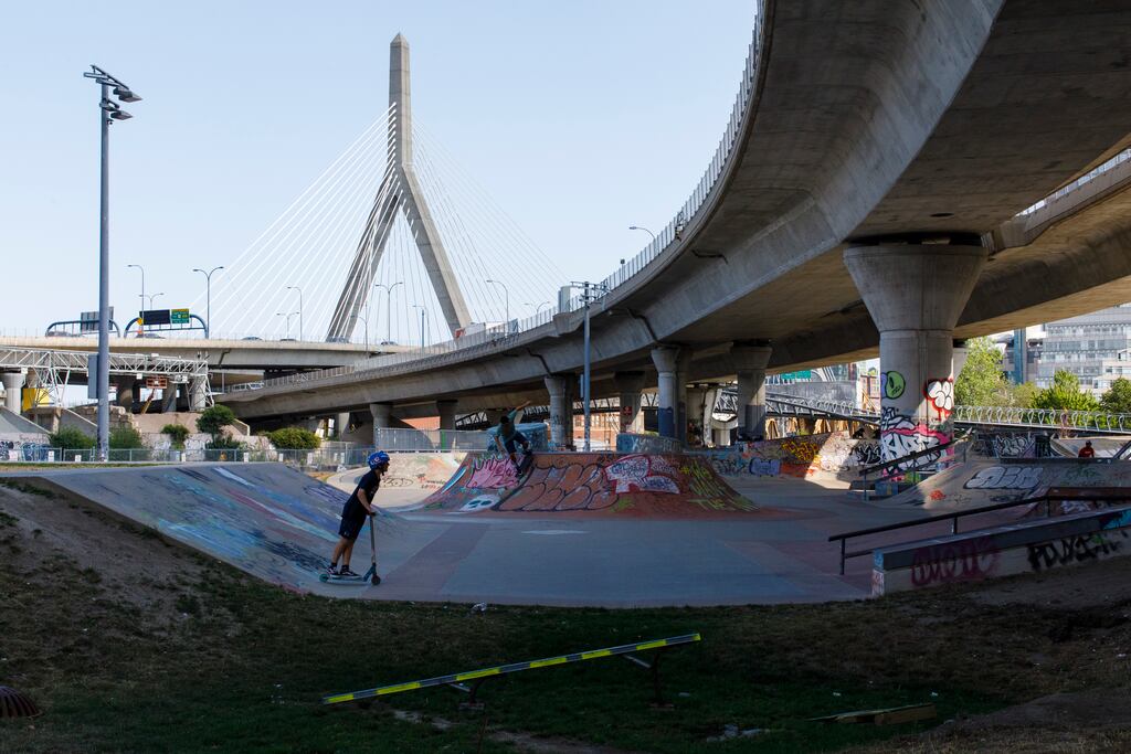 Liam MacDonald, 12, rode his scooter at the Lynch Family Skatepark in Cambridge on August 25, 2022.