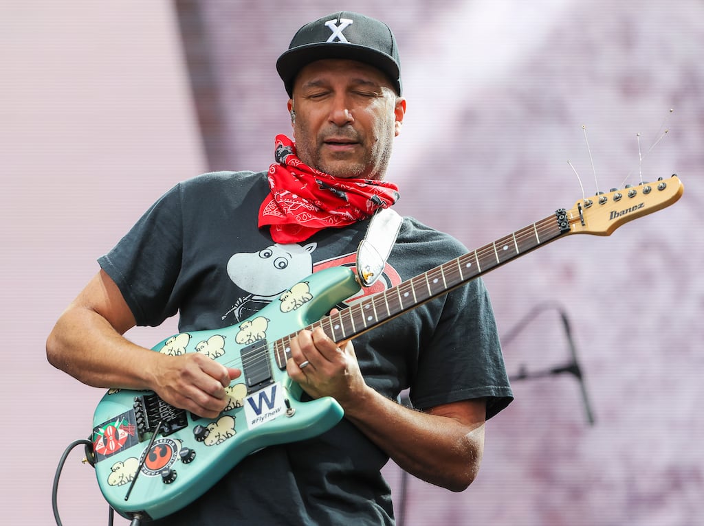 Tom Morello  performed at Boston Calling on Sunday.