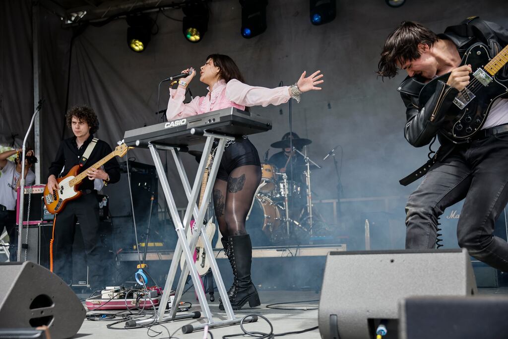 Amber Lawson of PINKLIDS performed at Boston Calling.
