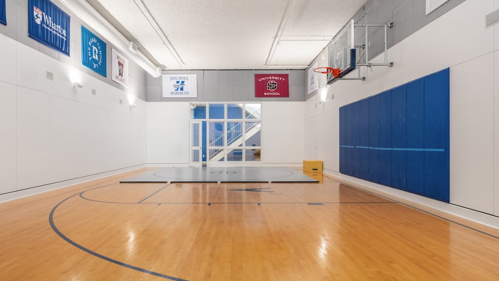 The indoor basketball court.