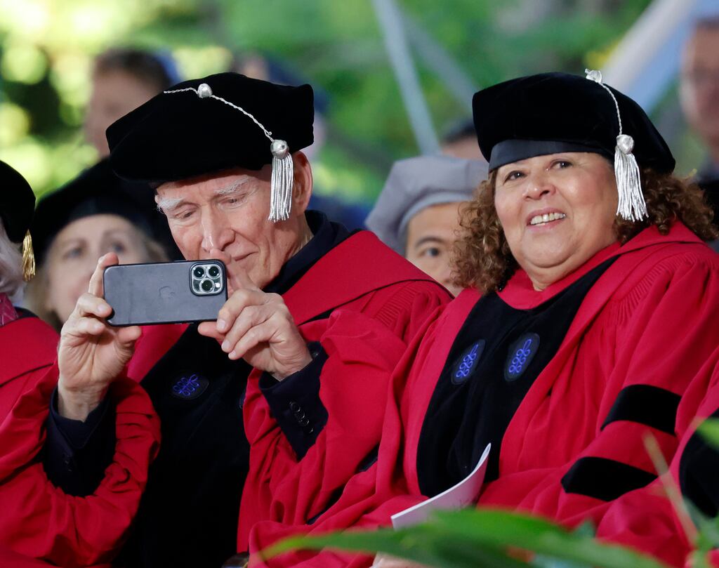 Mr. Salgado, an honorary degree recipient, took a picture during a Harvard Commencement ceremony in Cambridge in 2022.