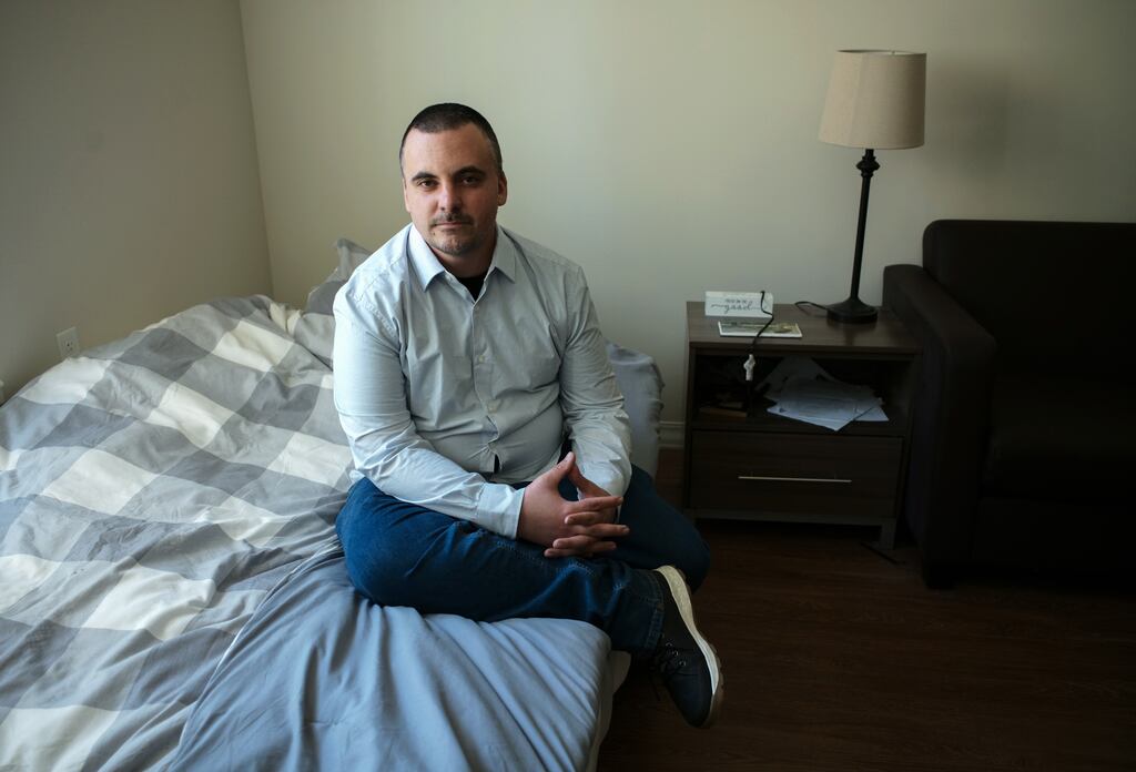 Michael Montanino in his new unit at 3368 Washington St.