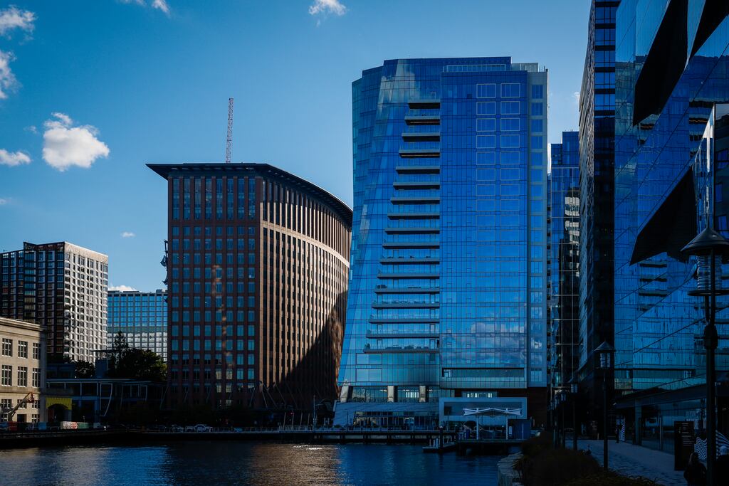 The St. Regis Residences, right, are located in the Seaport.