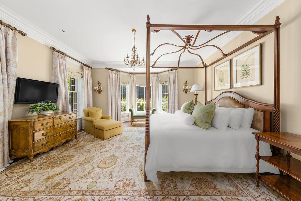 One of the bedrooms in the sprawling estate.