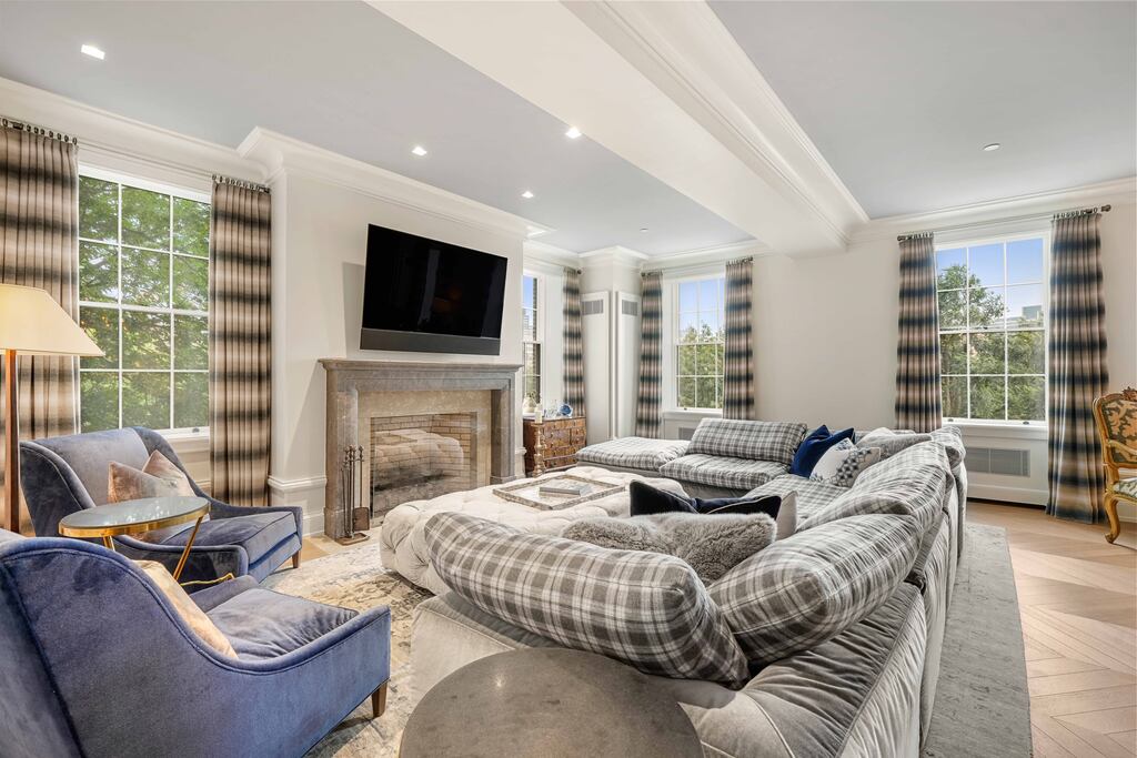 The living room of 25 Beacon St., Boston, Unit 3. (Jack Vatcher)