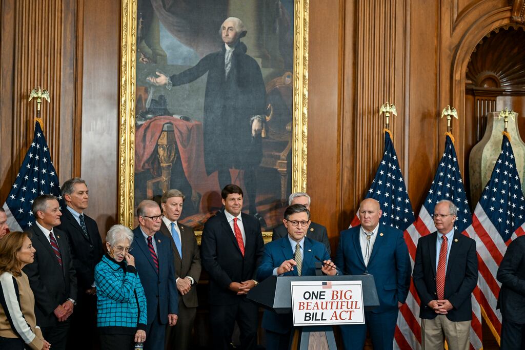 House Speaker Mike Johnson (R-La.) spoke after the passage in the House of the One Big Beautiful Bill Act, on Thursday.