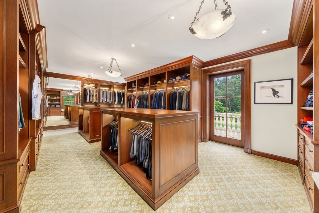A walk-in closet in the home takes up an entire room.