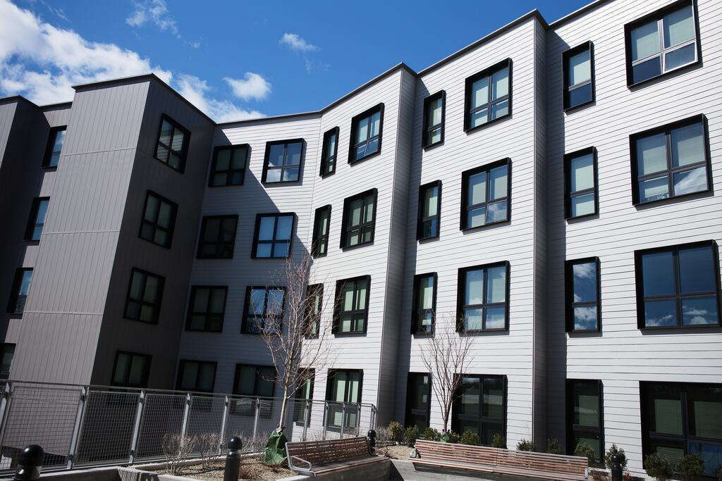 The exterior of 3368 Washington St. in Jamaica Plain. The 202-unit project will include 140 units designated for supportive housing for individuals referred by Pine Street and 62 units for families.