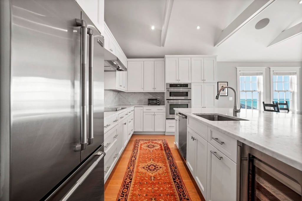 A view of the kitchen at 41 Jefferson Ave. on Nantucket, which recently sold for $26 million. 