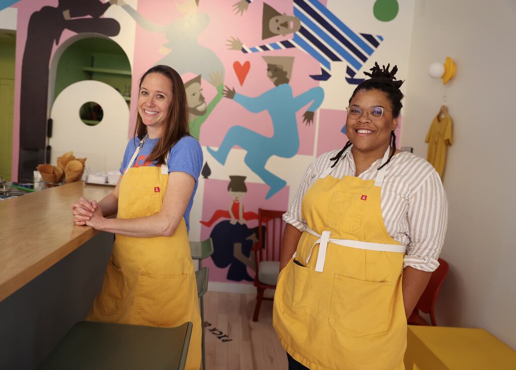 Owners Anika and Jamila Gramsey opened a Roslindale ice cream shop, Sweeties, with the support of a city grant that aims to help Boston neighborhoods and small businesses recover from the COVID-19 pandemic.