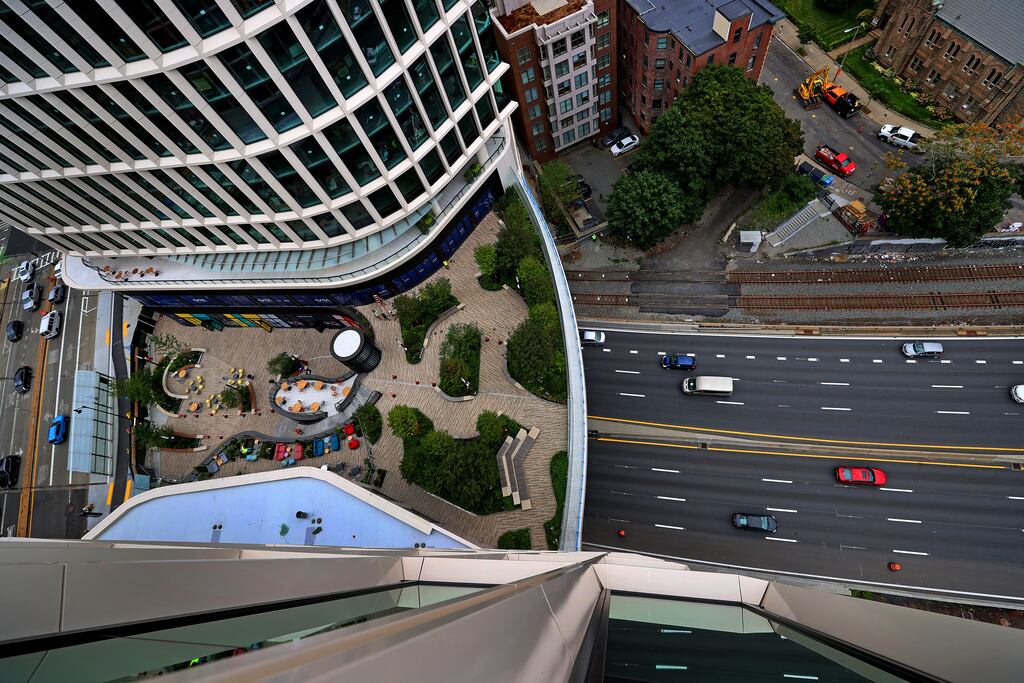 Samuels & Associates development of Parcel 12 over the Massachusetts Turnpike, photographed in August.