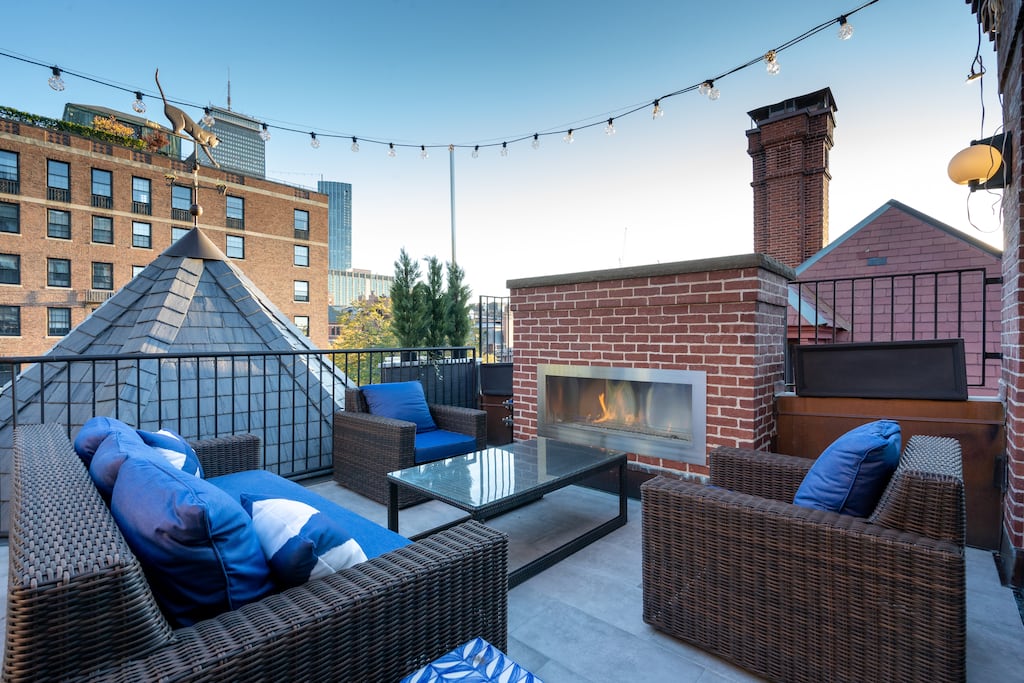 The top floor terrace at 279 Marlborough St. in Boston.