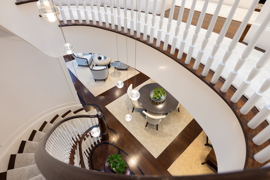 A view from the staircase at 279 Marlborough St. in Boston.