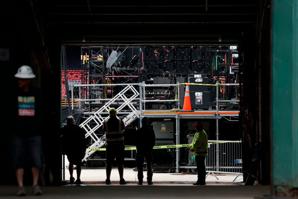 Part of the stage at Fenway Park after Shakira’s concert was canceled.