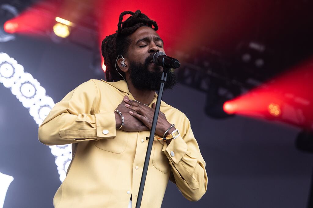 Singer Josh Lane performed with Thee Sacred Souls at Boston Calling on Friday.