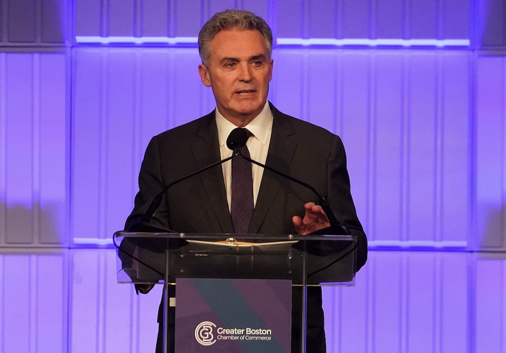 Jim Rooney, president and chief executive of the Greater Boston Chamber of Commerce, at the chamber's annual meeting in 2022. 