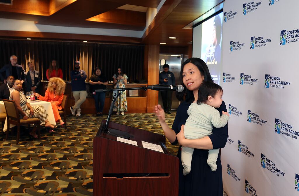 Mayor Michelle Wu attended the Boston Arts Academy Foundation event at Fenway Park on April 28.