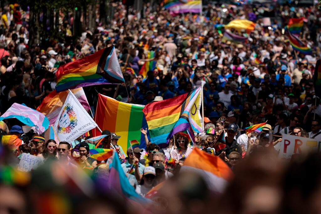 The scene at the Boston Pride for the People parade and festival last year.