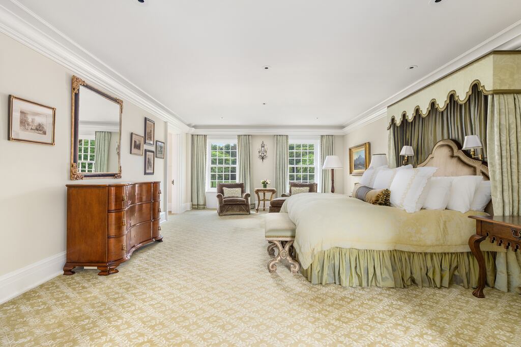 One of the six bedrooms in the Weston home.