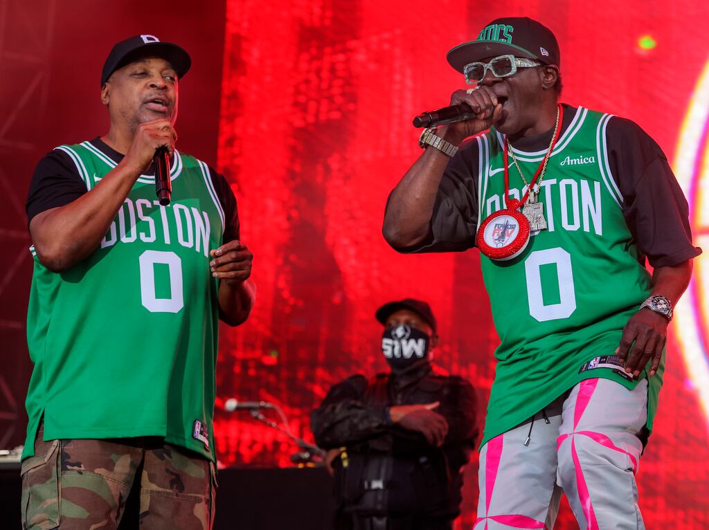 Chuck D, Left and Flavor Flav of Public Enemy  performed at Boston Calling on Sunday.