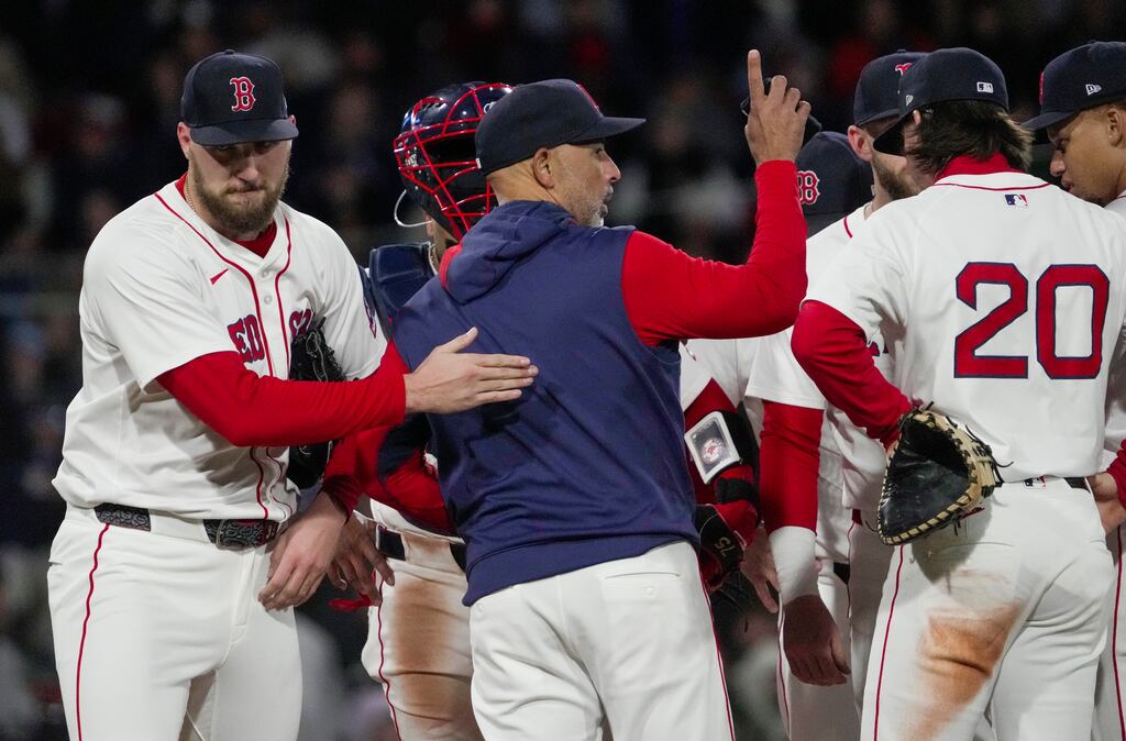 Alex Cora took the ball from Garrett Crochet (left) in the sixth, even though the Sox ace had allowed just one run and five hits.