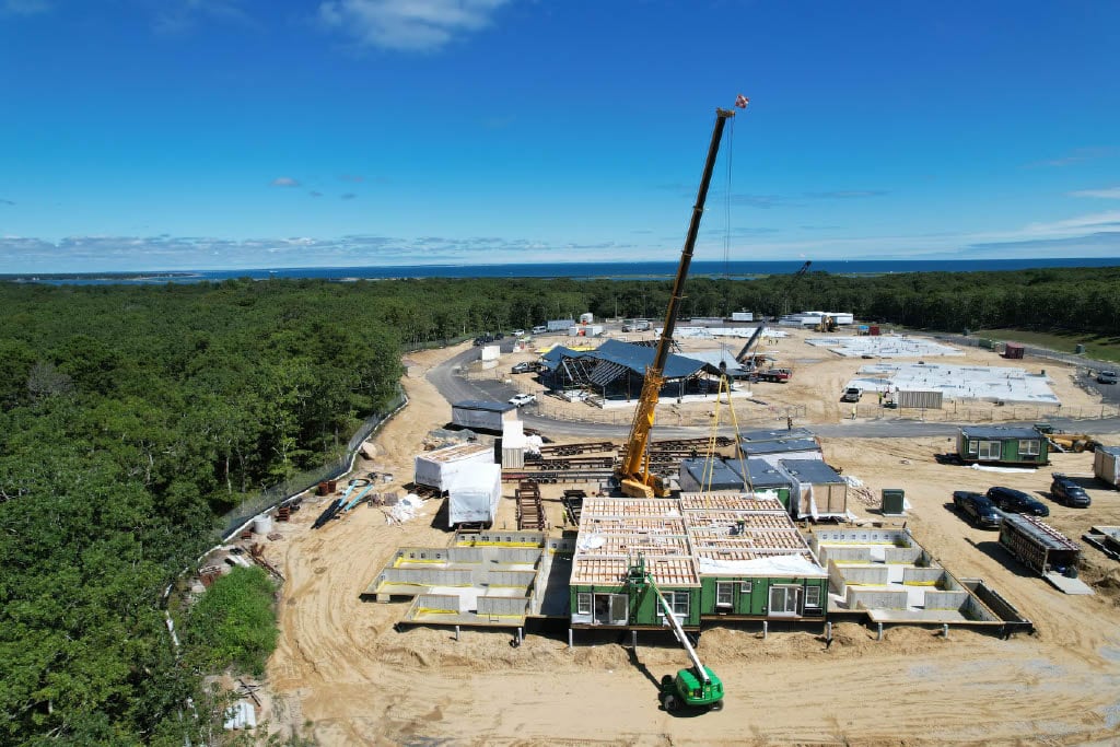 Martha's Vineyard Hospital is building a 48-unit housing development on Edgartown-Vineyard Haven Road for its workers. The project is being constructed using units that are constructed off site, then shipped to the Vineyard.