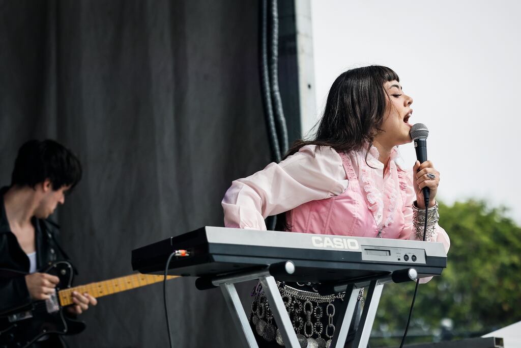 Amber Lawson of PINKLIDS performed at Boston Calling on Saturday.